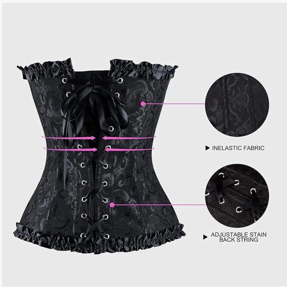 Elegant Black Brocade Corset - Picture 5 of 8